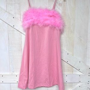 Sugar Thrills Baby Flirting N’ Thriving Marabou Dress by Dolls Kill